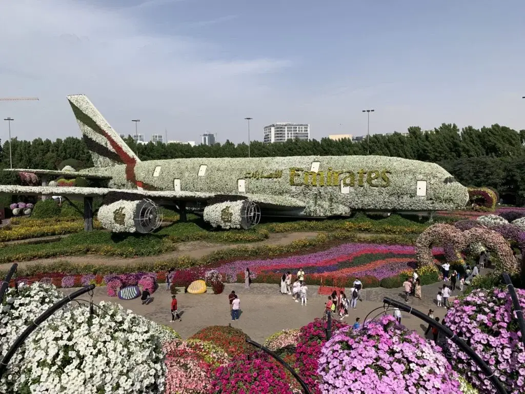 Emirates A380 at Dubai Miracle Garden